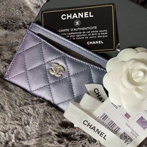 Chanel Card Holder Blue Iridescent 22P Brand New w Box  AP213 B07684 NH332
